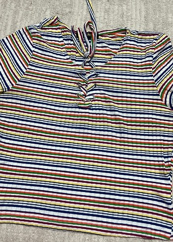 Kızlar için Çok Renkli yarım kol krop - Görsel 3