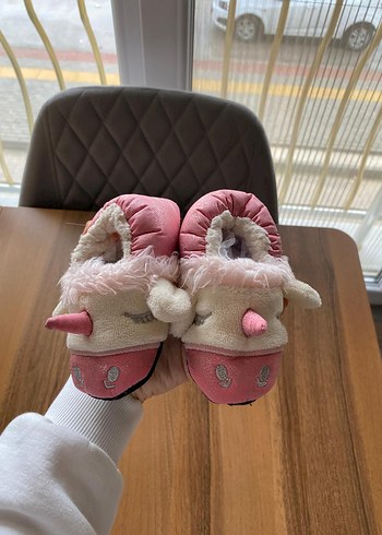 Kız Çocuk Pembe Peluş Ev Terliği - Görsel 4