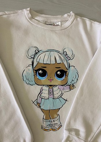 Kız Çocuk Beyaz Pamuklu Uzun Kollu Sweatshirt - Görsel 3