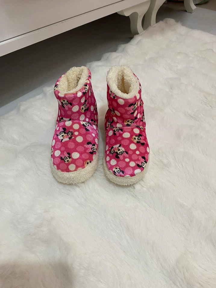 Kız Çocuk Pembe Kürklü Sıcak Ev Botu - Görsel 2