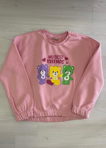 Kız Çocuk Pembe Baskılı Sweatshirt - Görsel 2