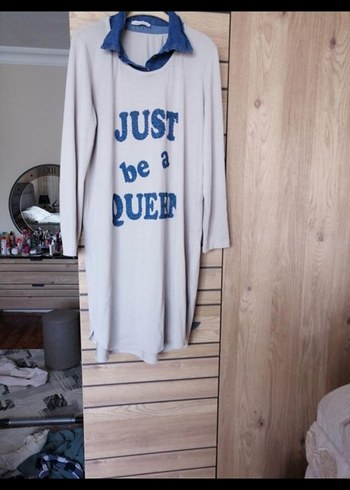 Gevşek Kesim Mavi Denim Detaylı tunik - Görsel 2