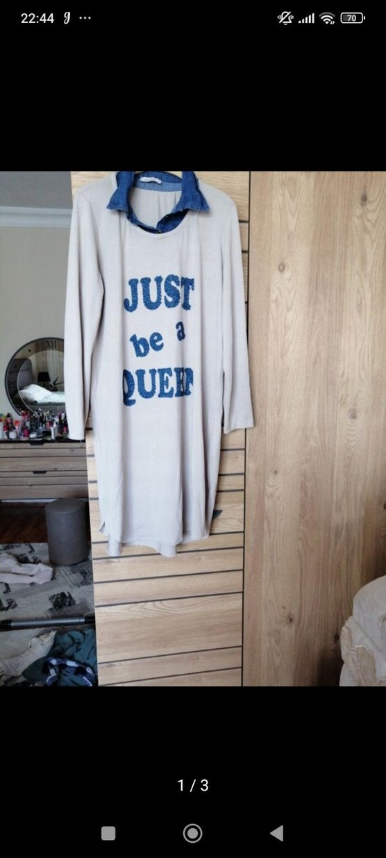 Gevşek Kesim Mavi Denim Detaylı tunik - Görsel 3