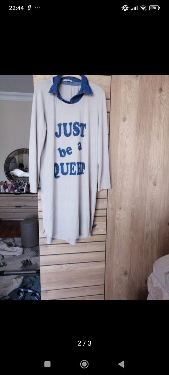 Gevşek Kesim Mavi Denim Detaylı tunik - Görsel 2