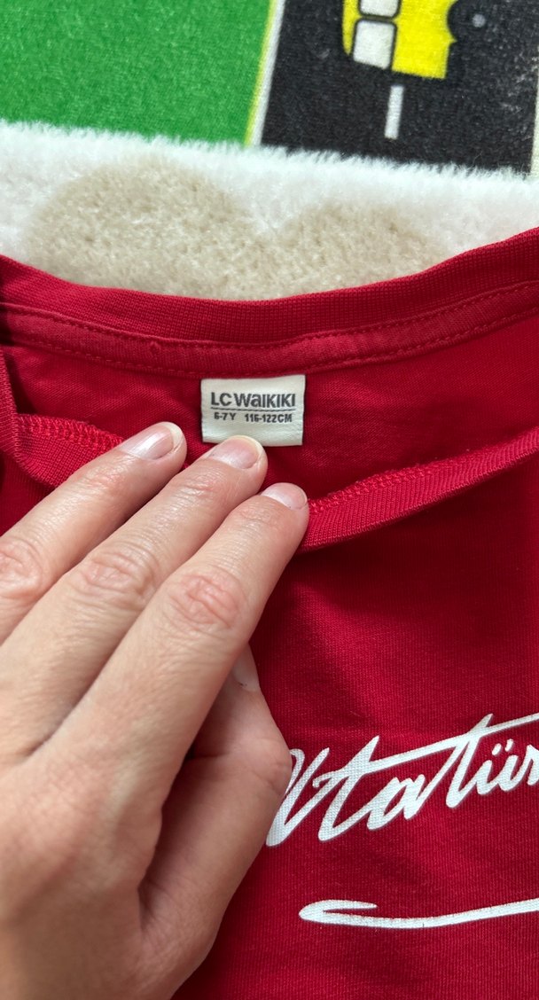 Kırmızı Pamuklu Uzun Kollu Tişört - Görsel 3