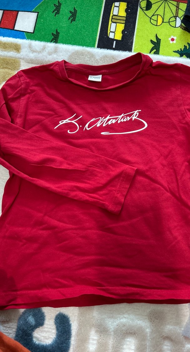 Kırmızı Pamuklu Uzun Kollu Tişört - Görsel 2