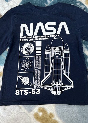 Uzun Kollu NASA Baskılı Erkek Tişört