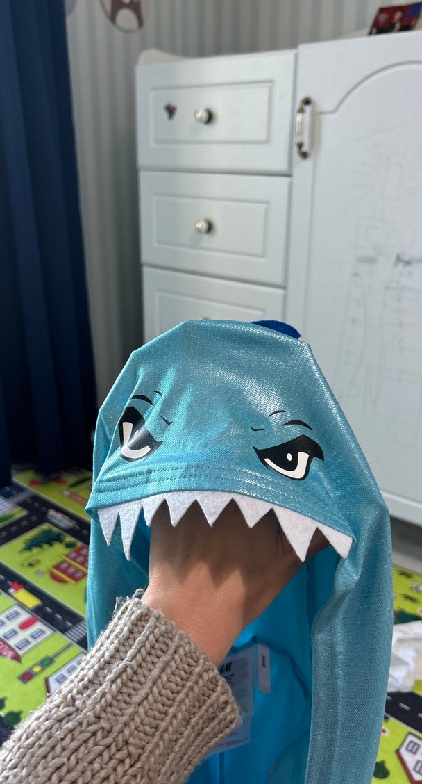 Parlak Mavi Baskılı Çocuk Pelerini - Görsel 2