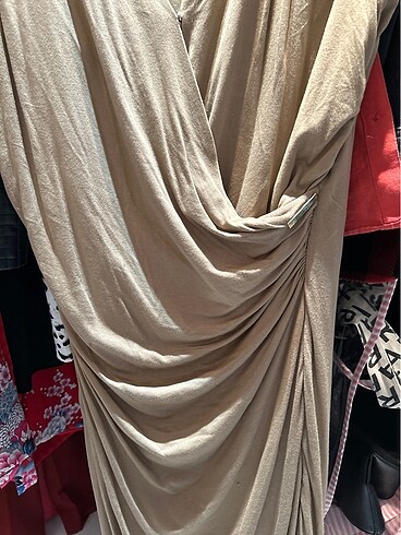 38 Beden camel Renk Drapeli elbise