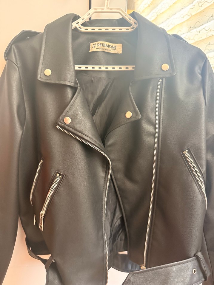 Siyah Deri Biker Ceket - Görsel 2