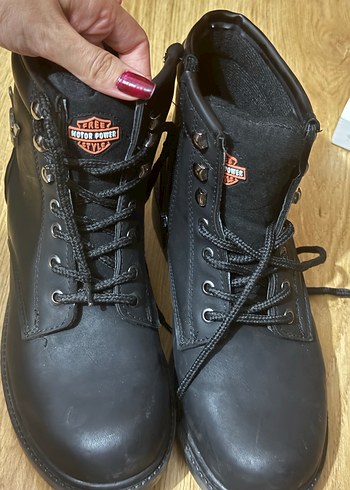 Siyah Deri Biker Topuklu Bot - Görsel 5