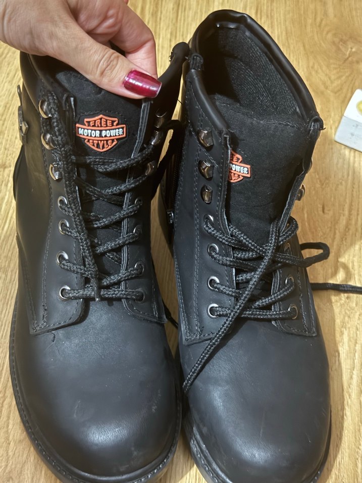 Siyah Deri Biker Topuklu Bot - Görsel 5