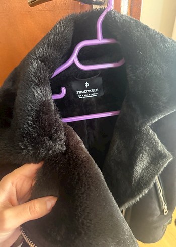 Siyah Süet Kürklü Biker Kaban - Görsel 3