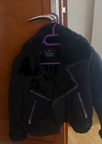 Siyah Süet Kürklü Biker Kaban - Görsel 4