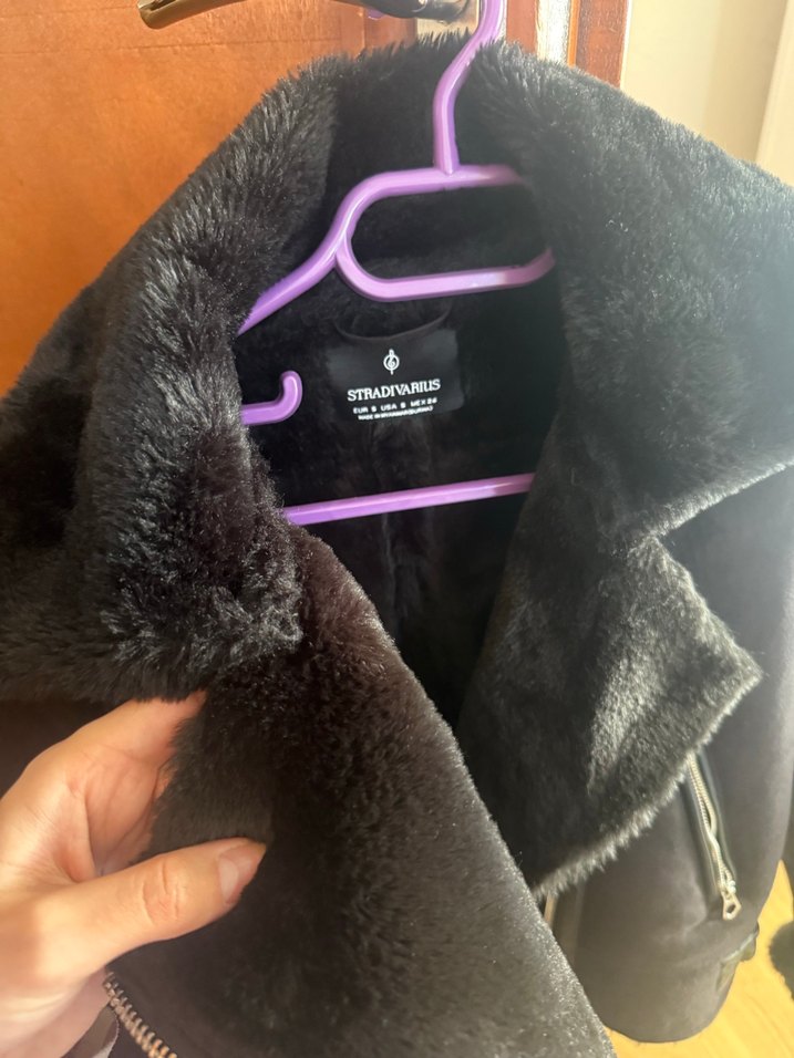 Siyah Süet Kürklü Biker Kaban - Görsel 3