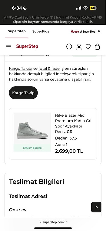 37,5 Beden gri Renk Nike blazer mid gri