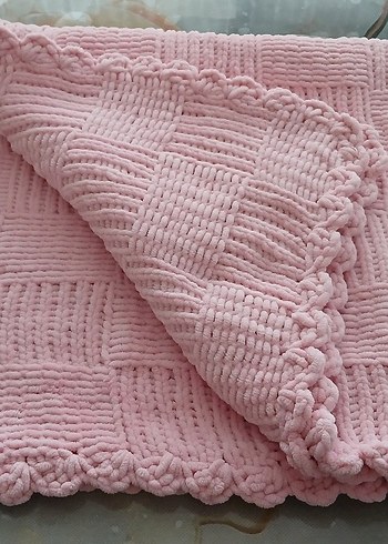 Pembe Örgü Bebek Battaniyesi ( 80cm x 94cm ) - Görsel 6