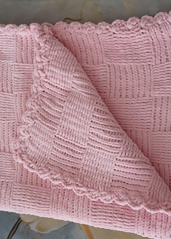 Pembe Örgü Bebek Battaniyesi ( 80cm x 94cm ) - Görsel 4