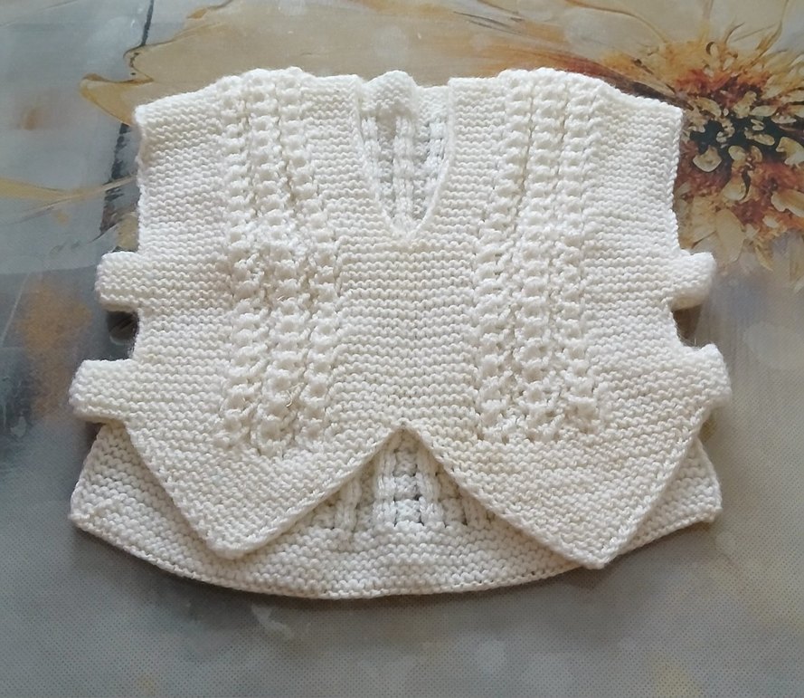 Beyaz Örgü Bebek yelek - Görsel 5