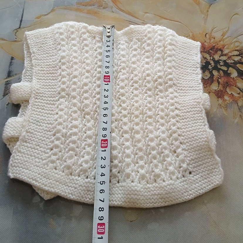 Beyaz Örgü Bebek yelek - Görsel 4