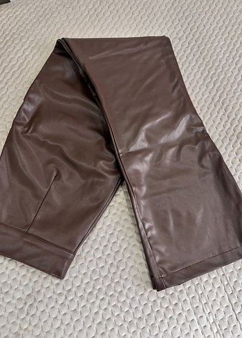 Deri Kahverengi Kadın Midi Pantolon - Görsel 3