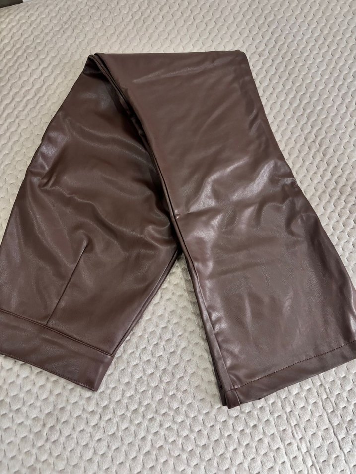 Deri Kahverengi Kadın Midi Pantolon - Görsel 3