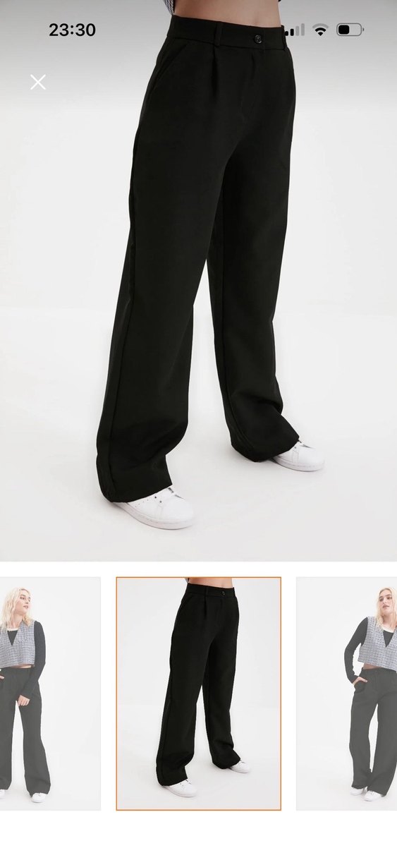 Siyah Rahat Kesim Kadın Kumaş Pantolon - Görsel 2