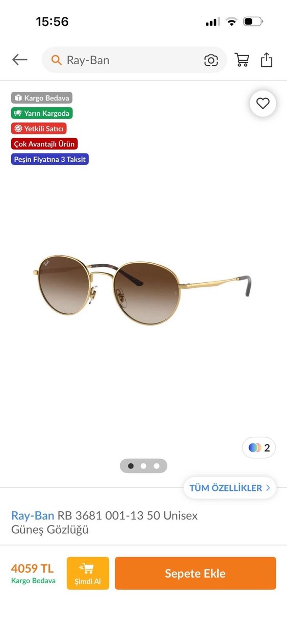 Bej Parlak Modern Klasik Kadın Güneş Gözlüğü - Görsel 2