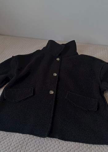 Düğmeli Siyah Midi Kaban - Görsel 2