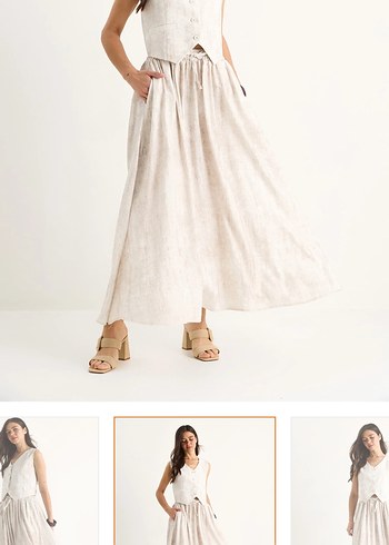 Bohem Tarzı Bej Uzun Keten takım - Görsel 2