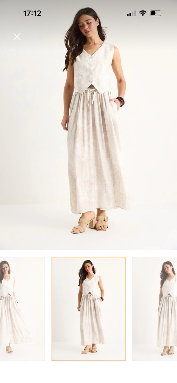 Bohem Tarzı Bej Uzun Keten takım - Görsel 3