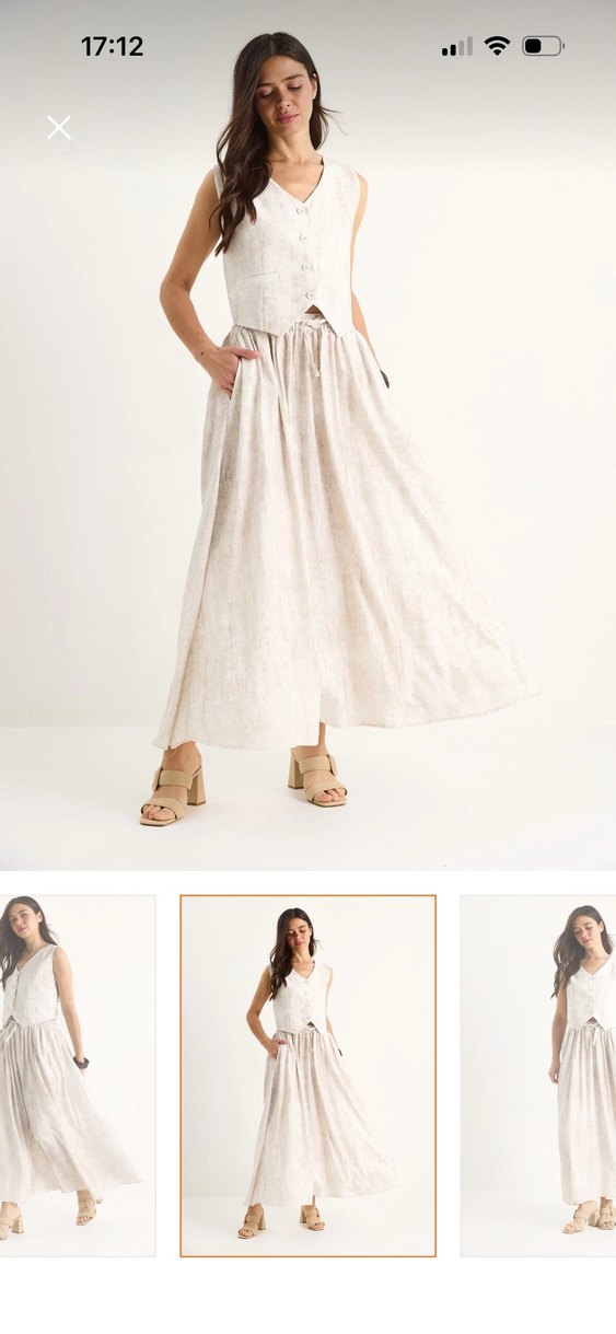 Bohem Tarzı Bej Uzun Keten takım - Görsel 2