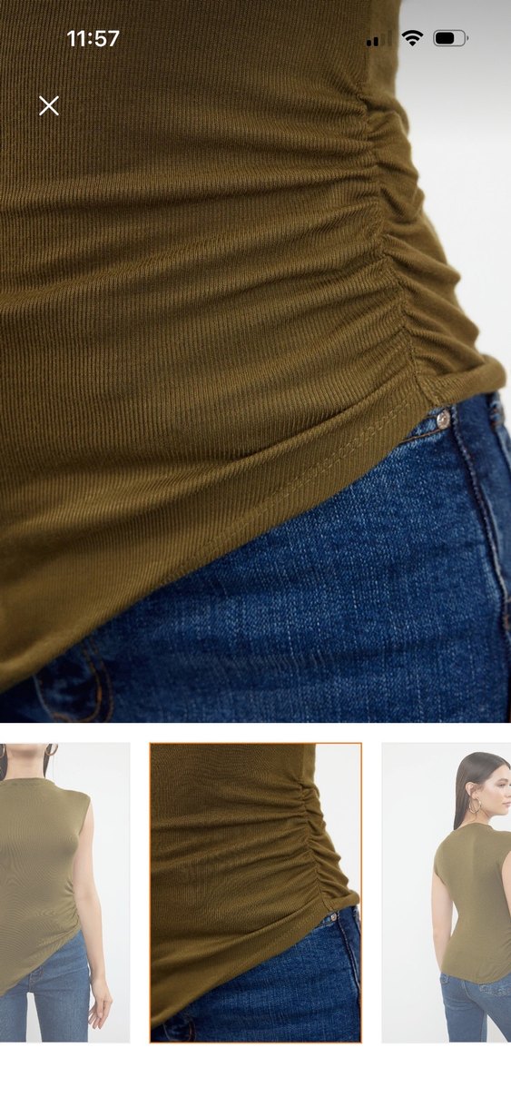 Haki Kadın Kısa Kollu Düz bluz - Görsel 3