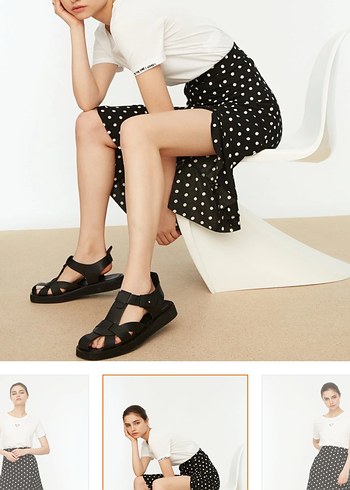 Siyah Puantiyeli Volanlı Midi Etek - Görsel 2