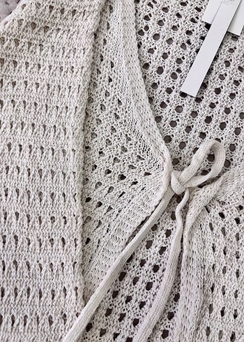 Bej Örgü Mini Kadın Hırka - Görsel 2