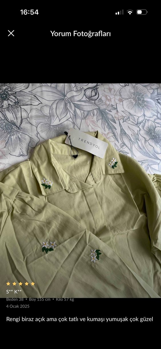 Yeşil Nakışlı Pamuklu Salaş Gömlek - Görsel 3