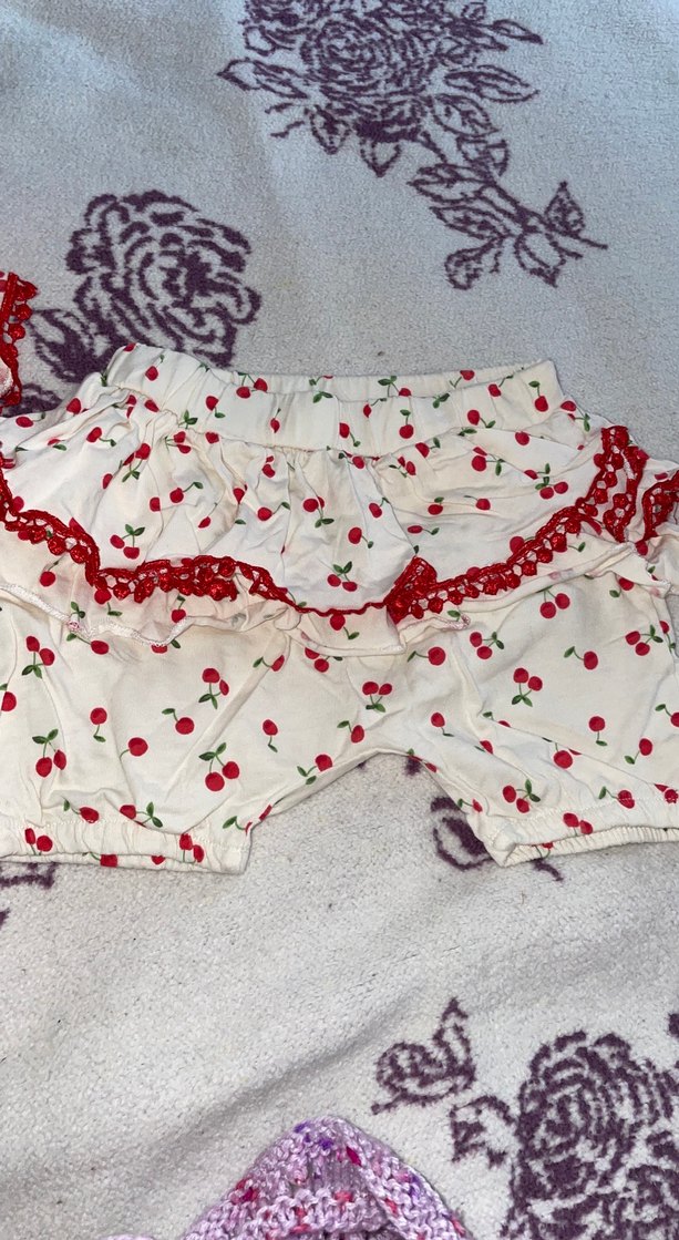 Kız Bebek Kiraz Desenli Fırfırlı Tulum - Görsel 2