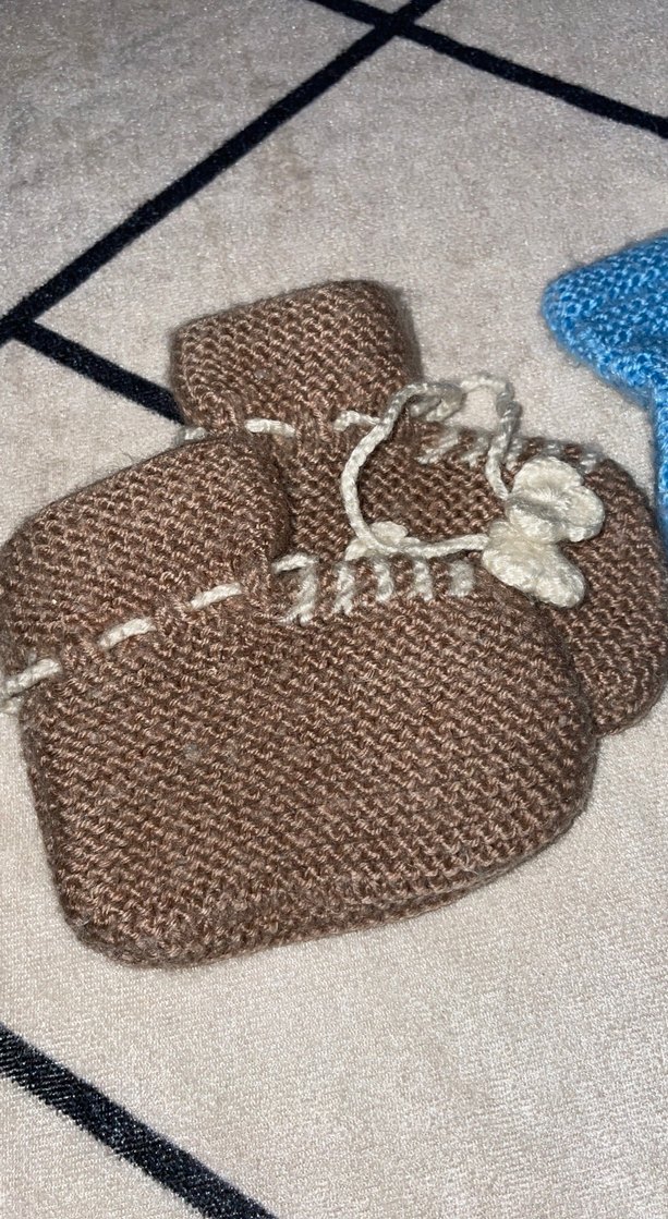 Erkek Bebek Örgü Patik - Kahverengi - Görsel 3