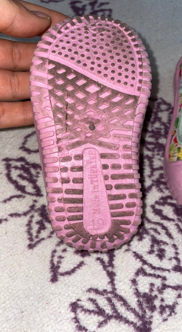 Kız Çocuk Pembe Çiçekli Velcro Spor Ayakkabı - Görsel 2