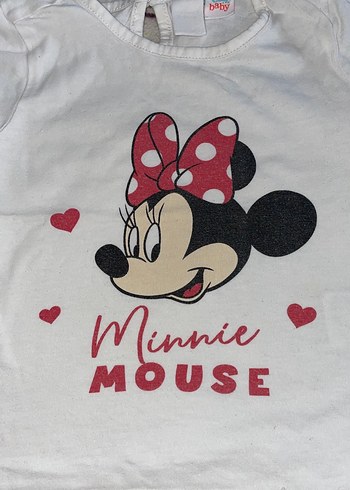 Beyaz Minnie Mouse Baskılı Bebek Takımı - Görsel 2