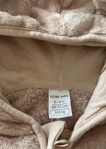 Bebek Bej Peluş Kapüşonlu Ceket - Görsel 2