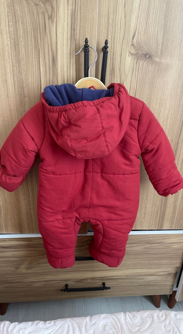 Bordo Nakışlı Fermuarlı Bebek Tulumu - Görsel 2