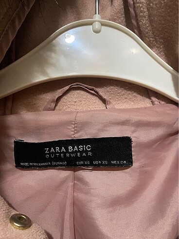 xs Beden Zara Pembe Kaşe Kaban