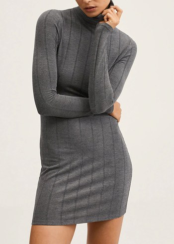 Mango Mini Gri Boğazlı Elbise - Görsel 2
