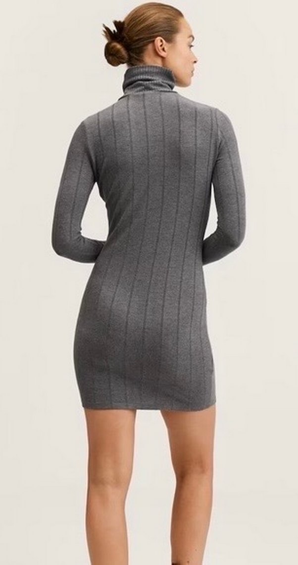 Mango Mini Gri Boğazlı Elbise - Görsel 3