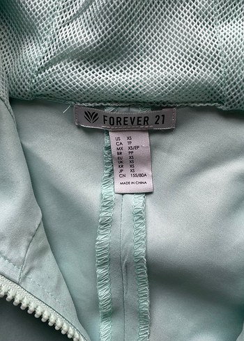 Forever 21 Turkuaz Kapüşonlu Fermuarlı Yağmurluk - Görsel 4