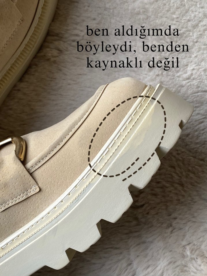 Marjin Bej Süet Kadın Platformlu Tokalı Loafer - Görsel 4