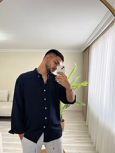 Lacivert oversize gömlek