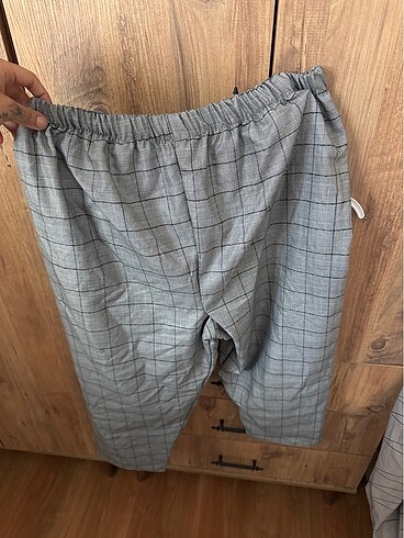 xl Beden Siyah kadife ve kareli pantolon