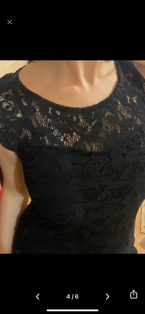 Dantel Detaylı Siyah Vatkalı Mini Elbise - Görsel 4